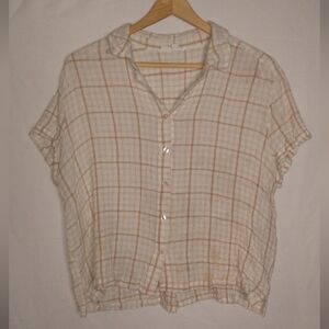 Anthropologie Jane And Delancey Plaid Button-Up Women Crop Top Blouse Large